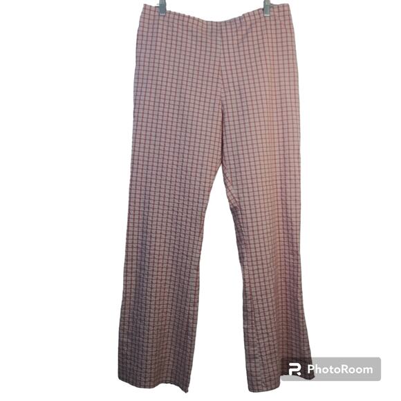 ASOS DESIGN Casual Flare Pants in Pink Check Size 12 - Picture 1 of 8